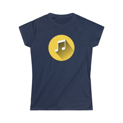 Music Notation Quavers Design Ladies Soft Cotton Slim Fit T-shirt - Rock & Roll Prints