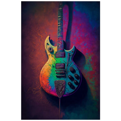 Neon Electric Guitar Art Print - Rock & Roll Prints