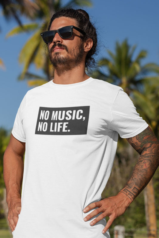 No Music, No Life Design Mens Unisex Soft Cotton T-shirt - Rock & Roll Prints