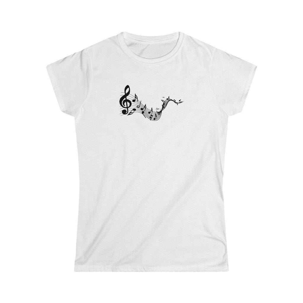 Notes On A Wave Design Ladies Soft Cotton Slim Fit T-shirt - Rock & Roll Prints