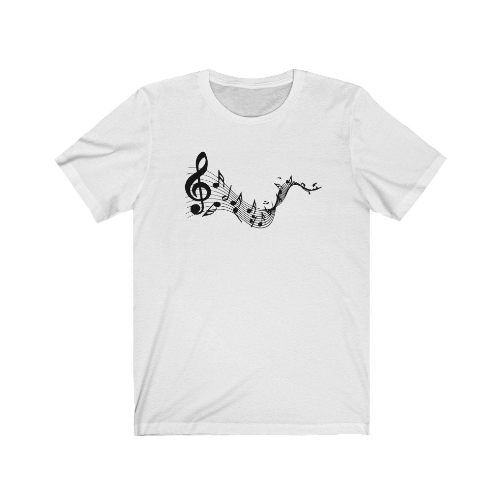 Notes On A Wave Design Mens Unisex Soft Cotton T-shirt - Rock & Roll Prints