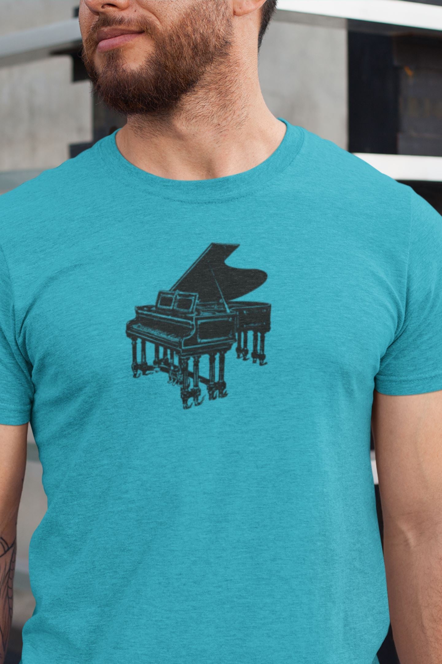 Old Style Piano Design Mens Unisex Soft Cotton T-shirt - Rock & Roll Prints