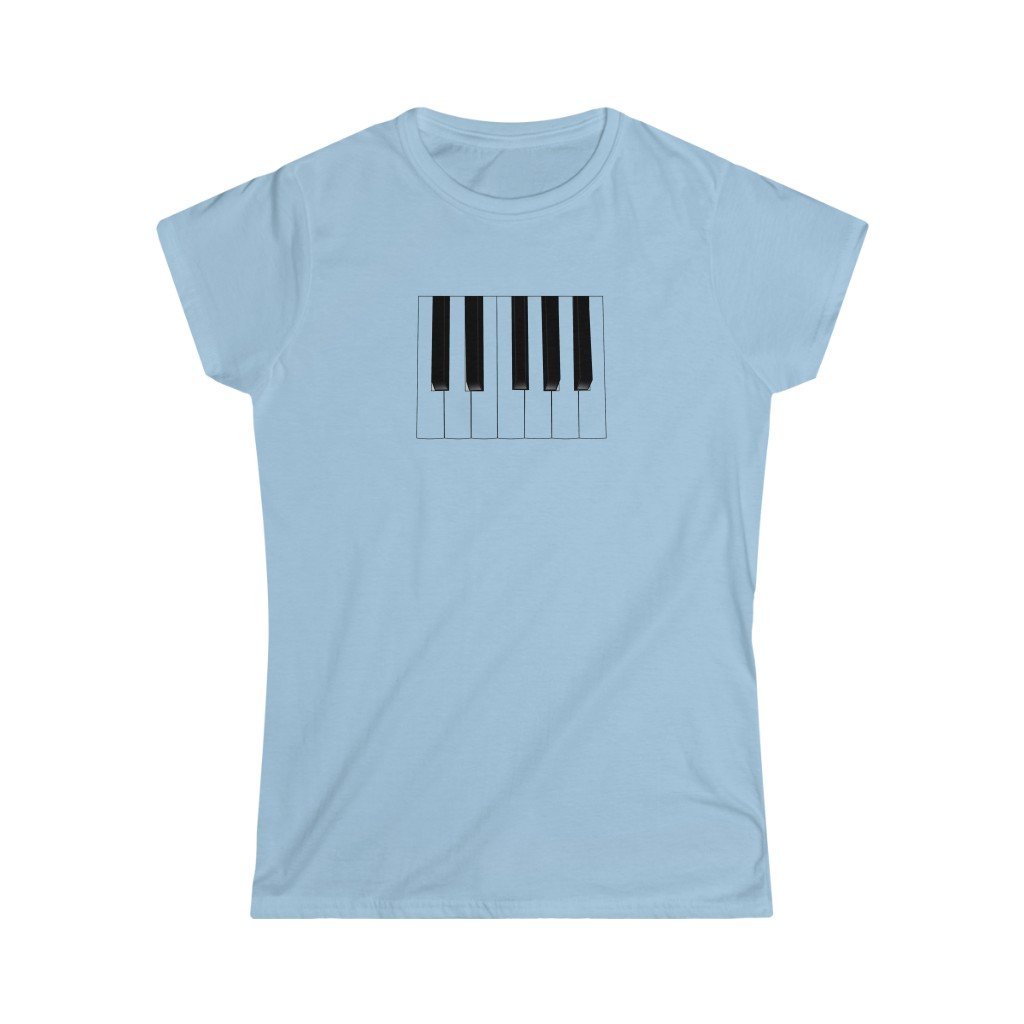 Piano Keys Design Ladies Soft Cotton Slim Fit T-shirt - Rock & Roll Prints