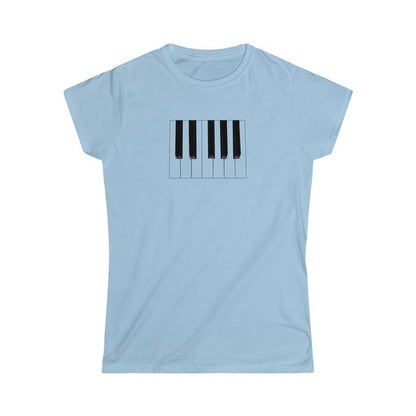 Piano Keys Design Ladies Soft Cotton Slim Fit T-shirt - Rock & Roll Prints