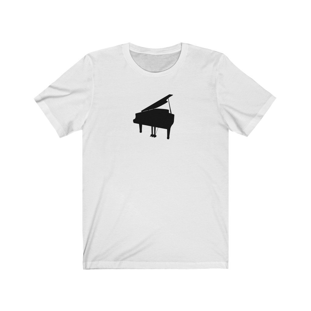 Piano Silhouette Design Mens Unisex Soft Cotton T-shirt - Rock & Roll Prints