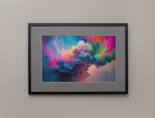 Pink Blue Smokey Paint Cloud Art Print - Rock & Roll Prints