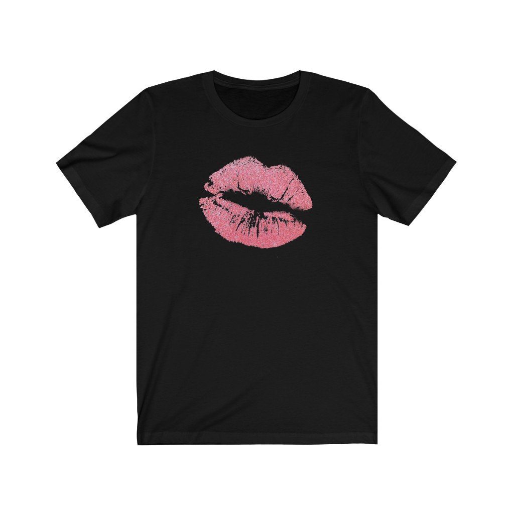 Pink Lips Design Mens Unisex Soft Cotton T-shirt - Rock & Roll Prints