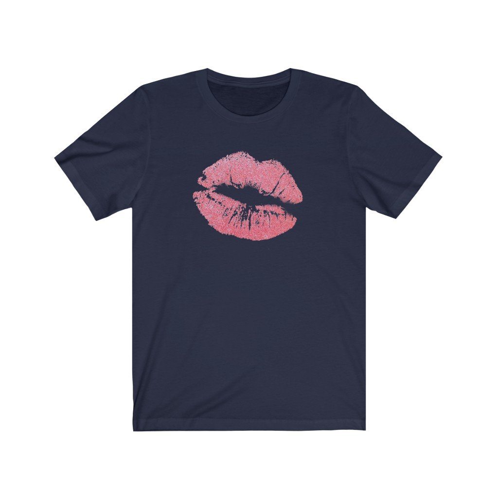 Pink Lips Design Mens Unisex Soft Cotton T-shirt - Rock & Roll Prints