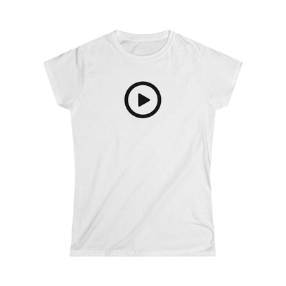 Play Button Design Ladies Soft Cotton Slim Fit T-shirt - Rock & Roll Prints