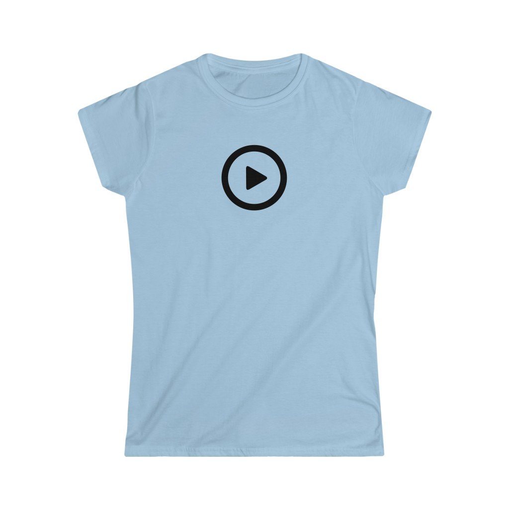 Play Button Design Ladies Soft Cotton Slim Fit T-shirt - Rock & Roll Prints