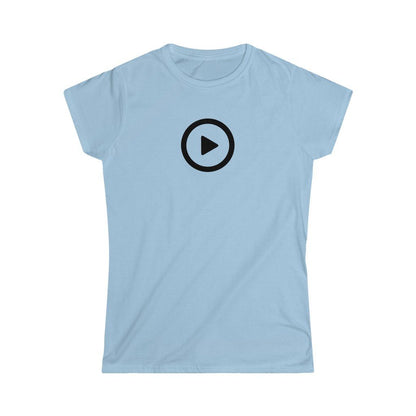 Play Button Design Ladies Soft Cotton Slim Fit T-shirt - Rock & Roll Prints