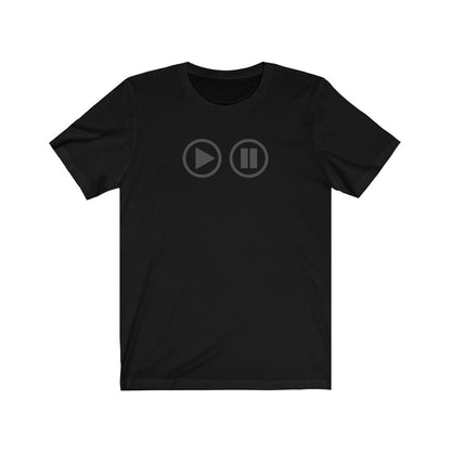 Play Pause Buttons Design Mens Unisex Soft Cotton T-shirt - Rock & Roll Prints