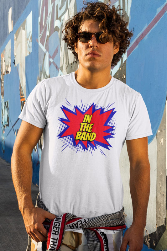 Pop Art In The Band Design Mens Unisex Soft Cotton T-shirt - Rock & Roll Prints