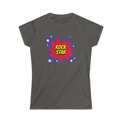 Pop Art Rock Star Design Ladies Soft Cotton Slim Fit T-shirt - Rock & Roll Prints