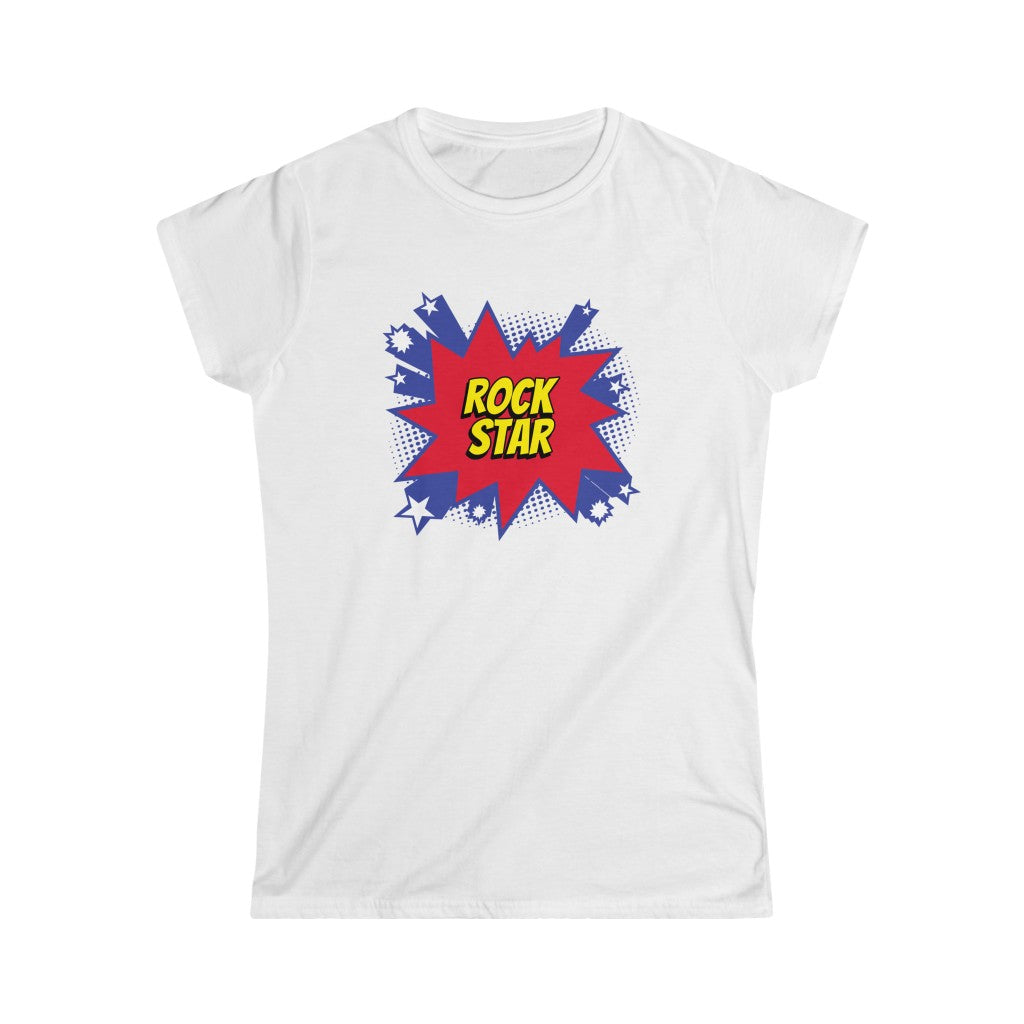 Pop Art Rock Star Design Ladies Soft Cotton Slim Fit T-shirt - Rock & Roll Prints