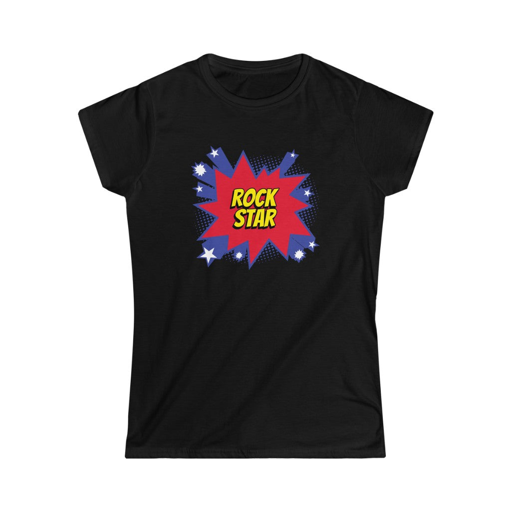 Pop Art Rock Star Design Ladies Soft Cotton Slim Fit T-shirt - Rock & Roll Prints