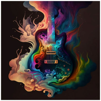 Psychedelic Color Electric Guitar Art Print - Rock & Roll Prints