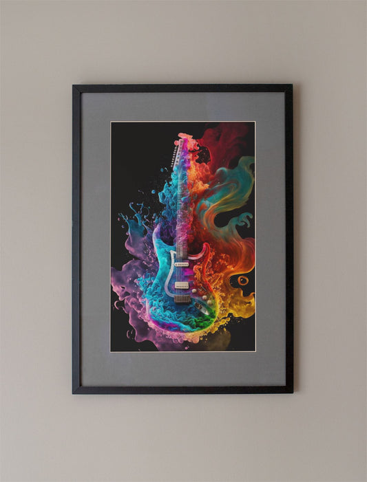 Psychedelic Electric Guitar Swirls Art Print - Rock & Roll Prints