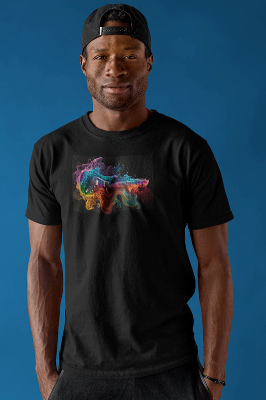 Psychedelic Electric Guitar Swirls Mens Unisex Soft Cotton T-shirt - Rock & Roll Prints