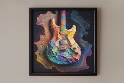 Psychedelic Fractal Electric Guitar Body Art Print - Rock & Roll Prints