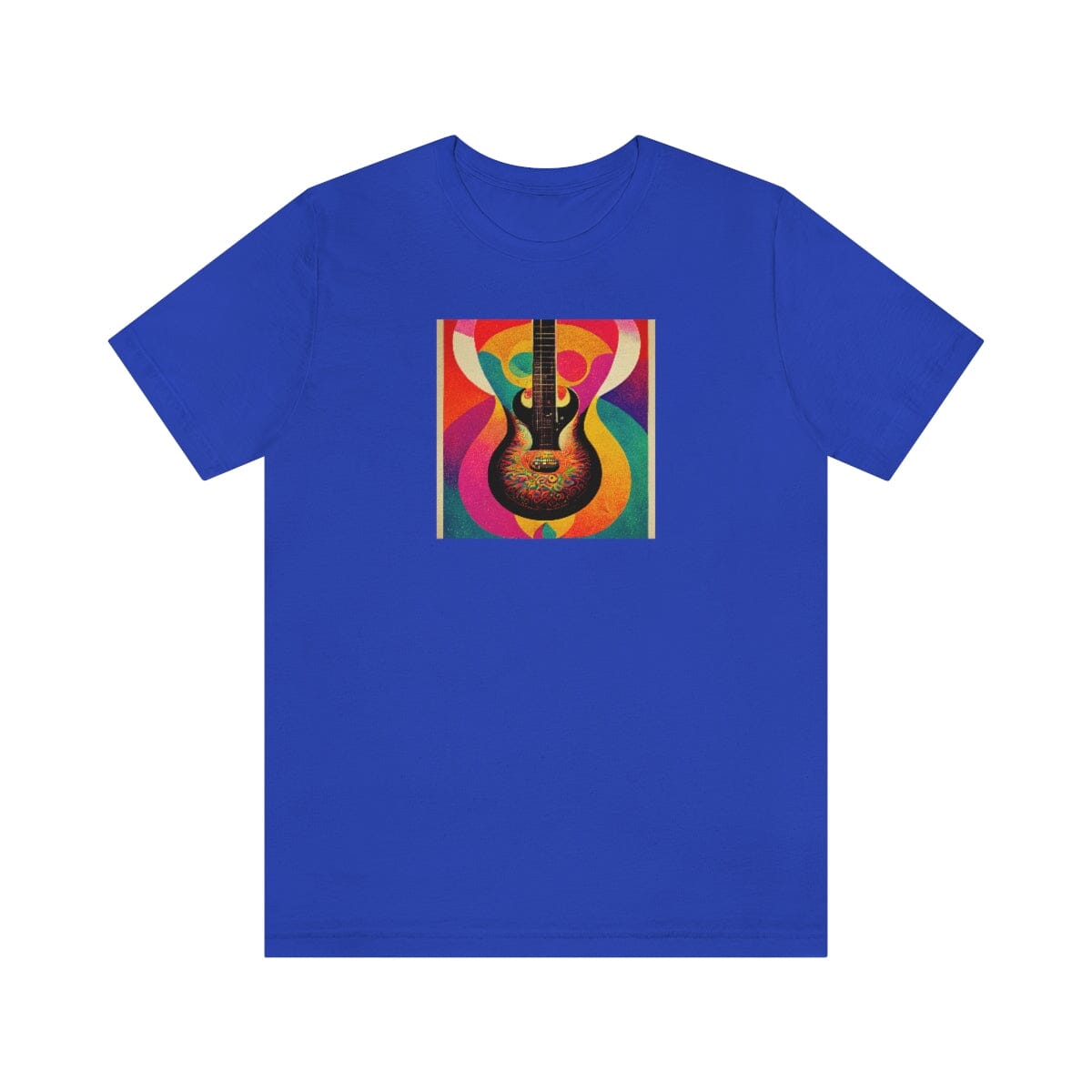 Psychedelic Guitar Poster Mens Unisex Soft Cotton T-shirt - Rock & Roll Prints