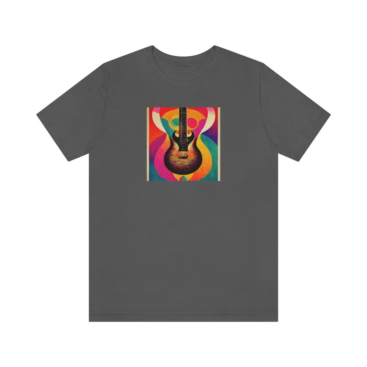 Psychedelic Guitar Poster Mens Unisex Soft Cotton T-shirt - Rock & Roll Prints