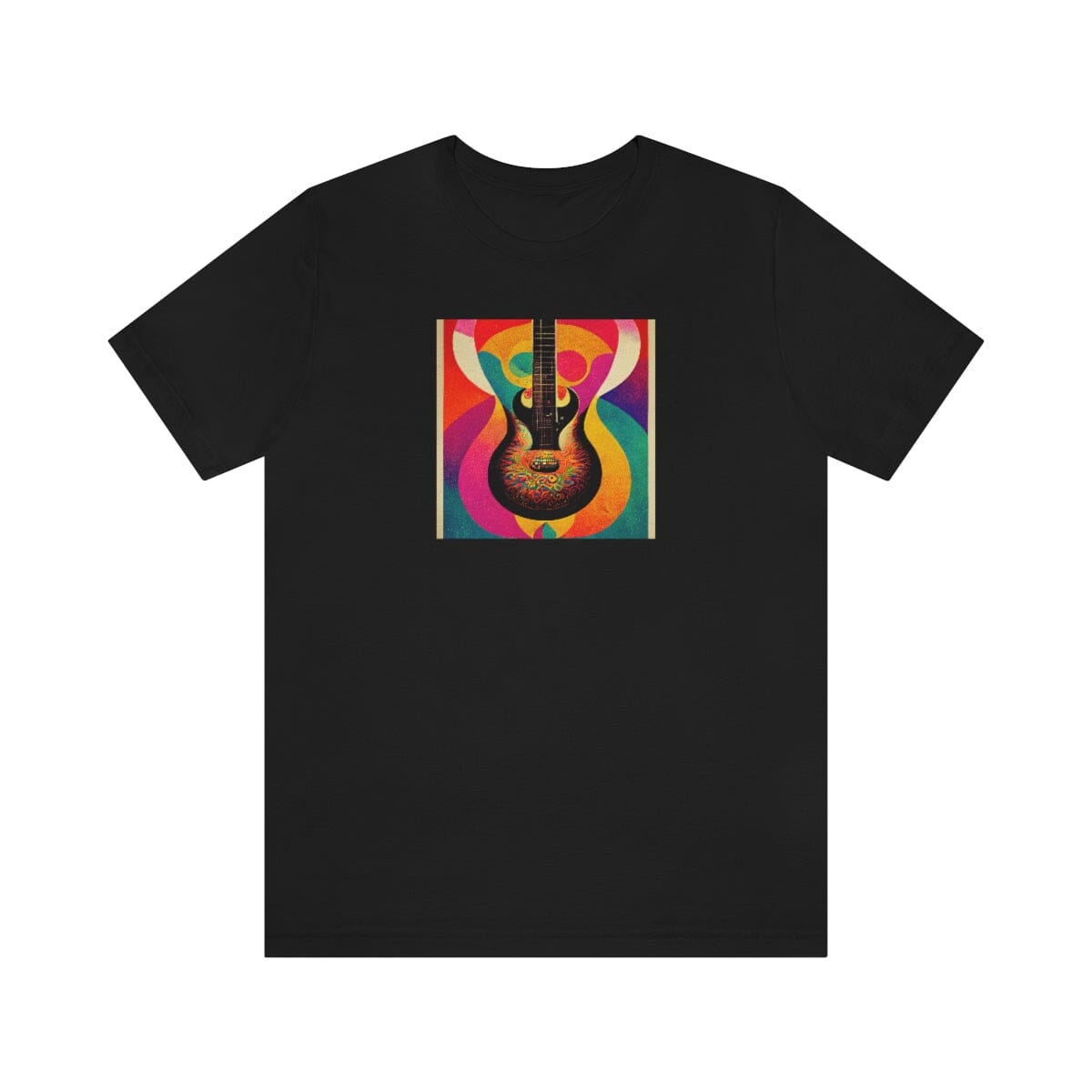 Psychedelic Guitar Poster Mens Unisex Soft Cotton T-shirt - Rock & Roll Prints