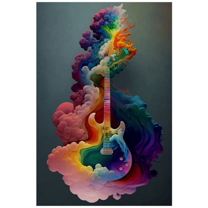 Psychedelic Rainbow Electric Guitar Burst Art Print - Rock & Roll Prints