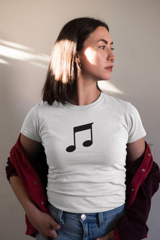 Quavers Music Notes Design Ladies Soft Cotton Slim Fit T-shirt - Rock & Roll Prints