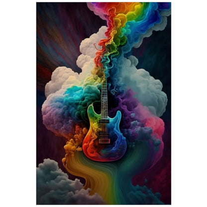 Rainbow Rock Electric Guitar Explosion Art Print - Rock & Roll Prints