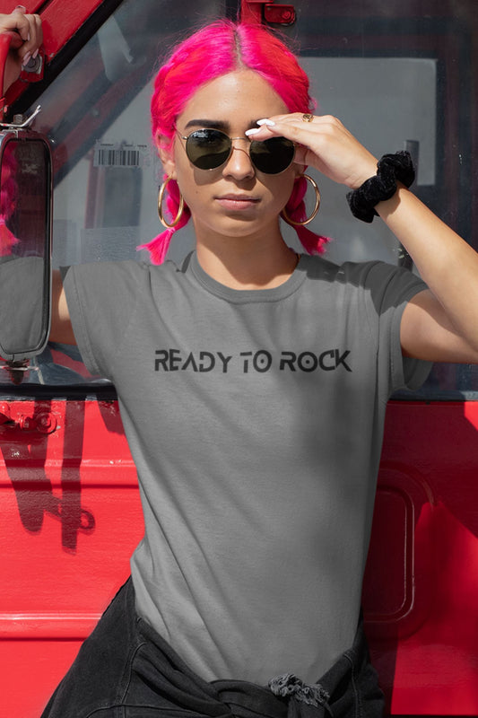 Ready To Rock Design Ladies Soft Cotton Slim Fit T-shirt - Rock & Roll Prints