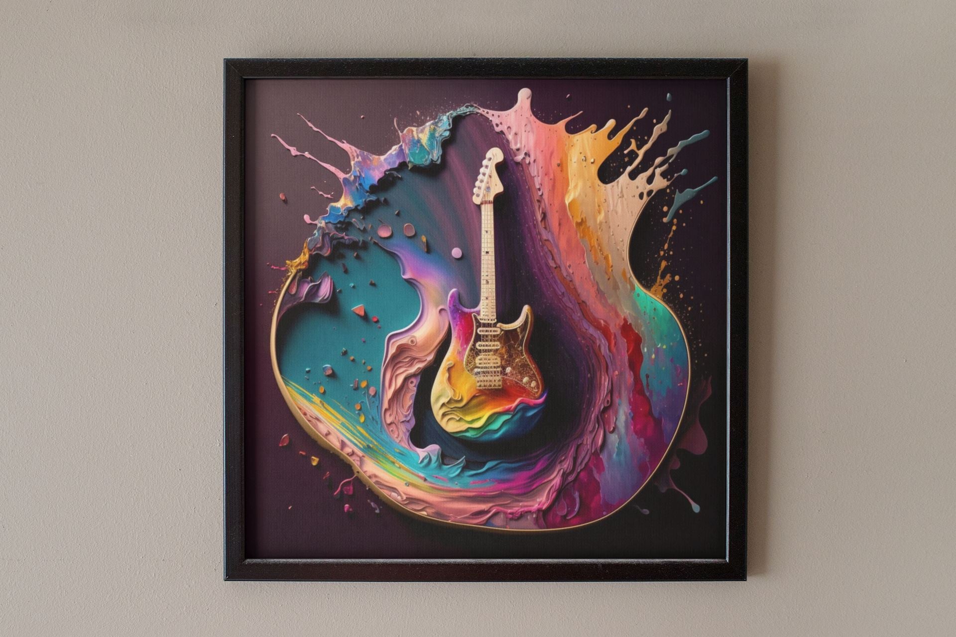 Reflective Electric Guitar Art Print - Rock & Roll Prints