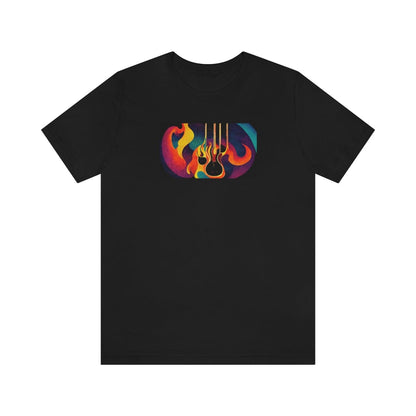 Retro Psychedelic Guitar Mens Unisex Soft Cotton T-shirt - Rock & Roll Prints