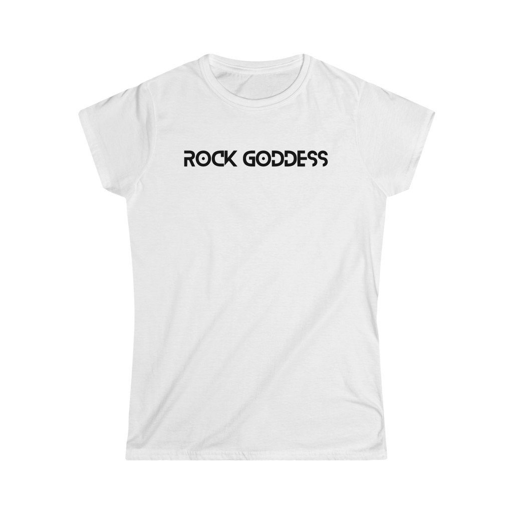 Rock Goddess Text Design Ladies Soft Cotton Slim Fit T-shirt - Rock & Roll Prints