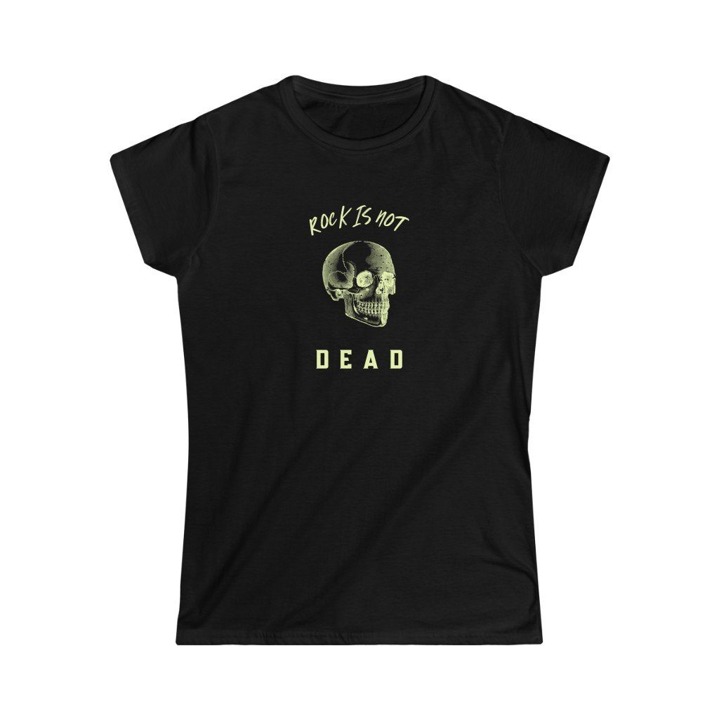 Rock Is Not Dead Skull Design Ladies Soft Cotton Slim Fit T-shirt - Rock & Roll Prints