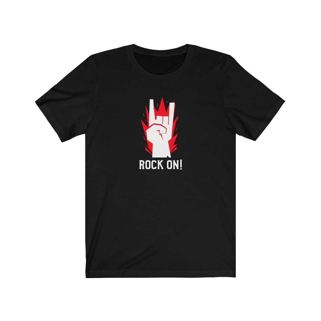 Rock On Horns Design Mens Unisex Soft Cotton T-shirt - Rock & Roll Prints