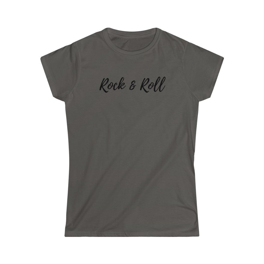 Rock & Roll Text Design Ladies Soft Cotton Slim Fit T-shirt - Rock & Roll Prints