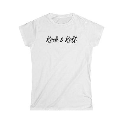 Rock & Roll Text Design Ladies Soft Cotton Slim Fit T-shirt - Rock & Roll Prints