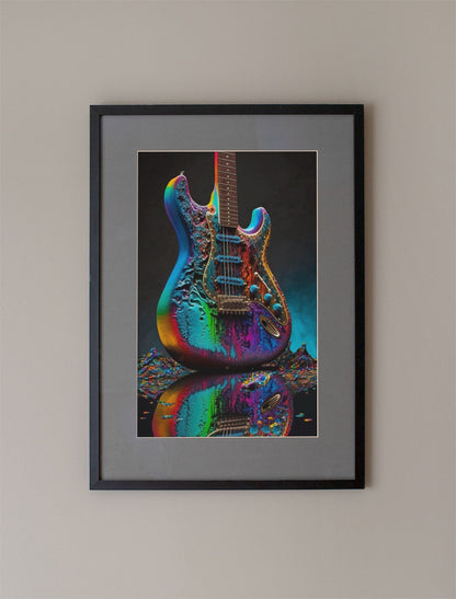 Shimmering Electric Guitar Art Print - Rock & Roll Prints