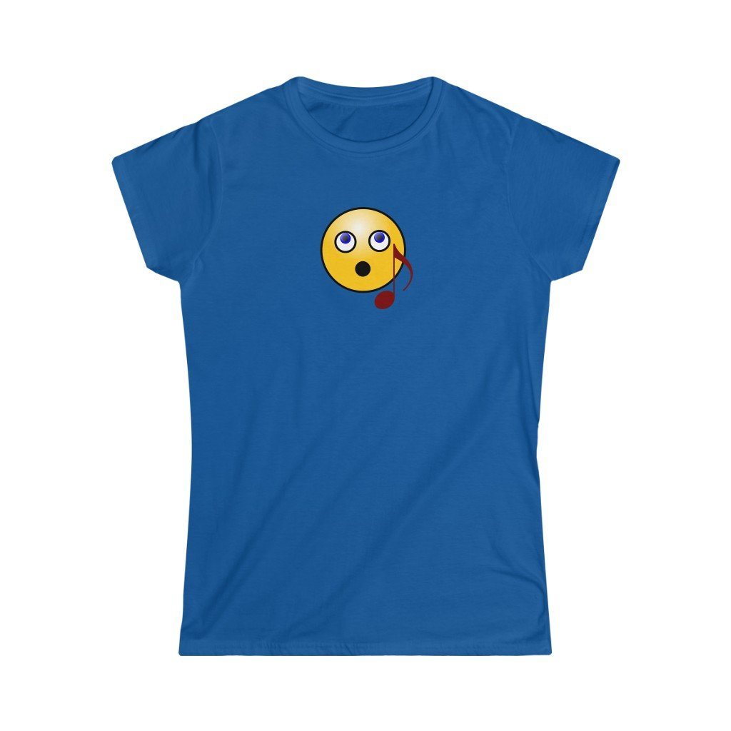 Singing Emoji Design Ladies Soft Cotton Slim Fit T-shirt - Rock & Roll Prints