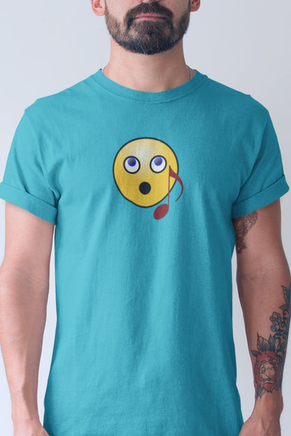 Singing Emoji Design Mens Unisex Soft Cotton T-shirt - Rock & Roll Prints