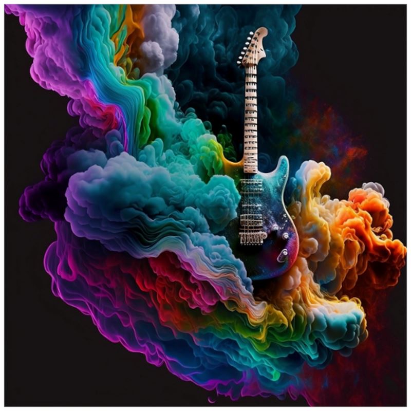 Smoke Rainbow Electric Guitar Art Print - Rock & Roll Prints