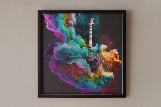 Smoke Rainbow Electric Guitar Art Print - Rock & Roll Prints