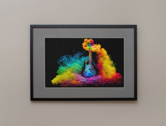 Smokey Cloud Acoustic Guitar Art Print - Rock & Roll Prints