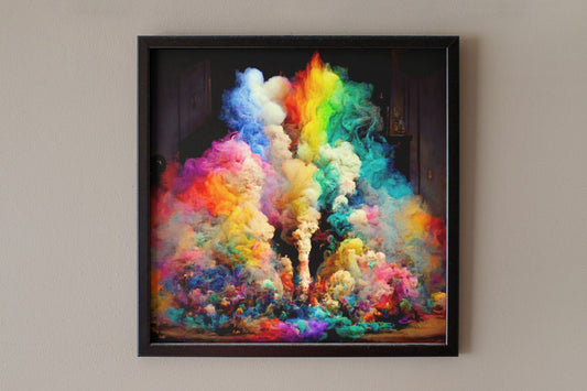 Smokey Rainbow Explosion Art Print - Rock & Roll Prints