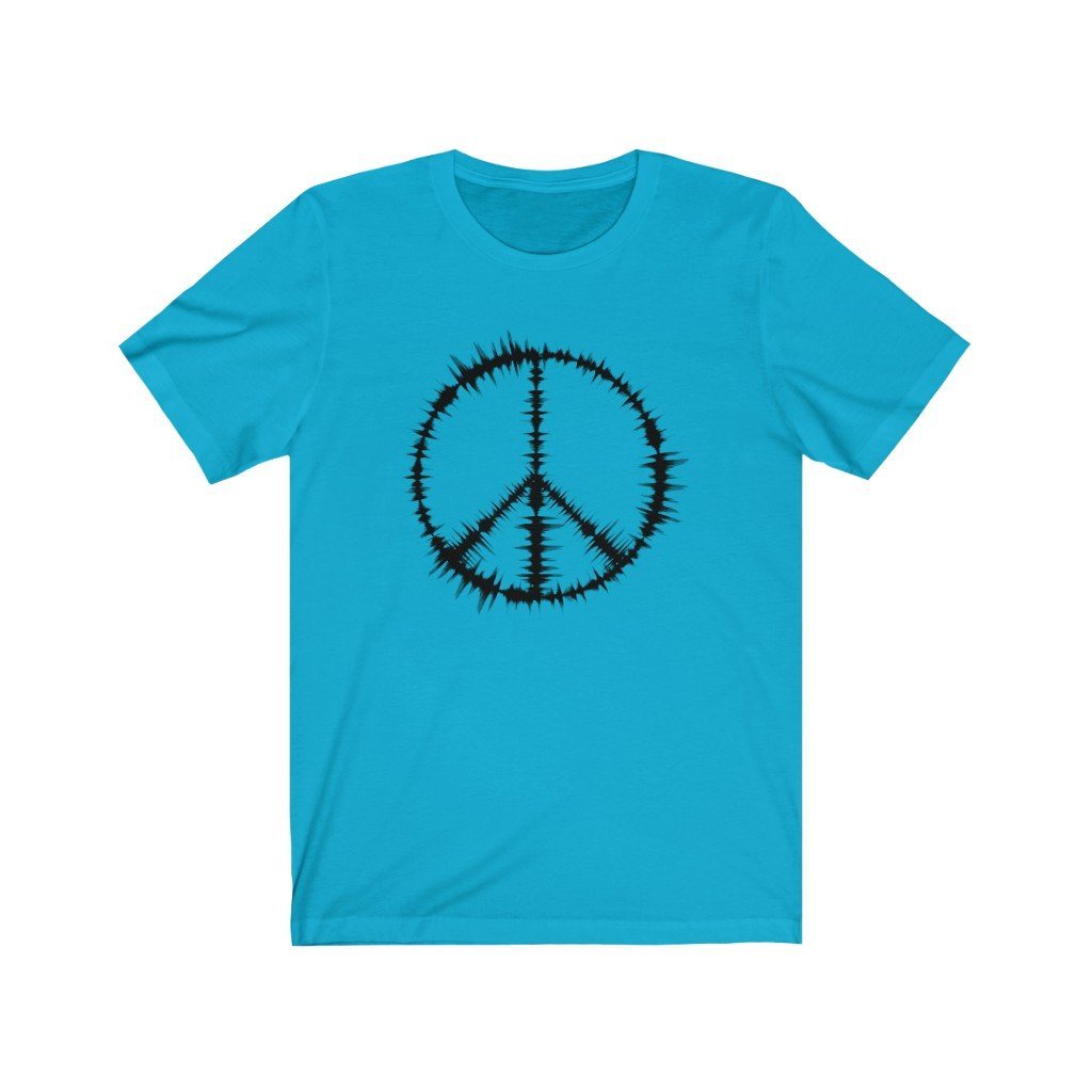 Sound Waves Peace Sign Design Mens Unisex Soft Cotton T-shirt - Rock & Roll Prints