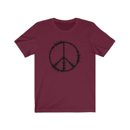 Sound Waves Peace Sign Design Mens Unisex Soft Cotton T-shirt - Rock & Roll Prints