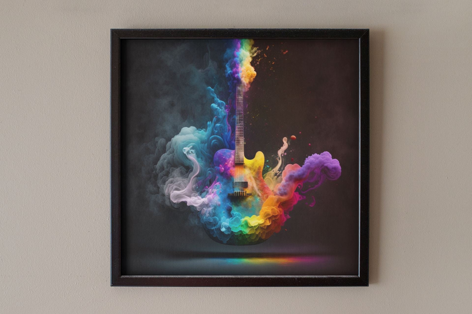 Spooky Rainbow Guitar Cloud Art Print - Rock & Roll Prints