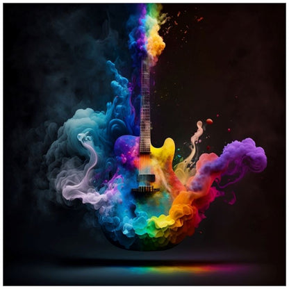 Spooky Rainbow Guitar Cloud Art Print - Rock & Roll Prints